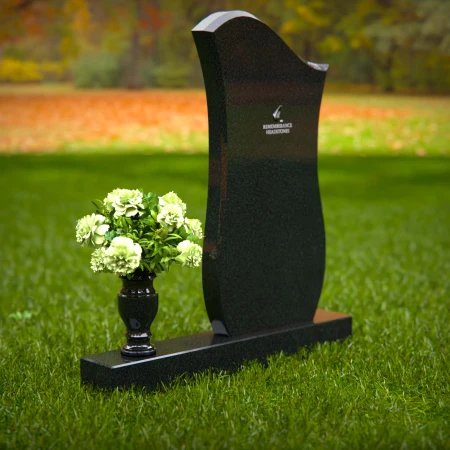 1317 - Contemporary Granite Headstone with Unique Curved Design and Vase - 51