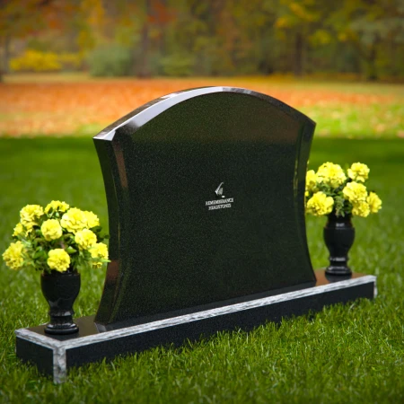 1306 - Waved Granite Headstone with Dual Flower Vases - 53