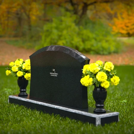 1309 - Arched Granite Headstone with Dual Flower Vases - 55