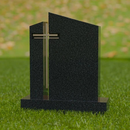 1727 - Contemporary Split Memorial Headstone with Cross Accent