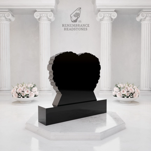 Luxury Heart-Shaped Granite Headstone — Rose Wreath & Butterfly
