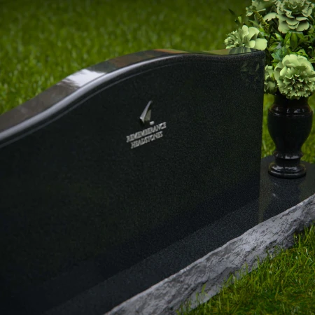 1261 - Classic Granite Headstone with Graceful Curved Top and Floral Vase – A Timeless Tribute - 17