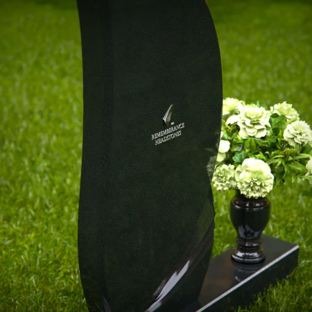 1280 - Modern Curved Granite Headstone with Single Flower Vase - 51