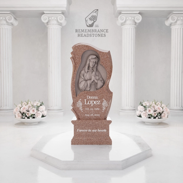 Luxury Virgin Mary Carved Granite Memorial