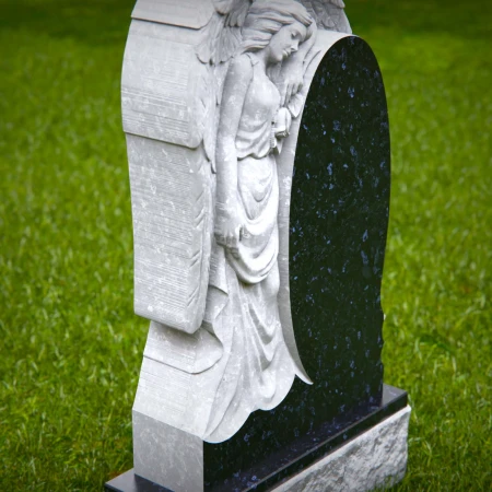 1512 - Granite Angel Memorial Headstone with Carved Sculpture - 4