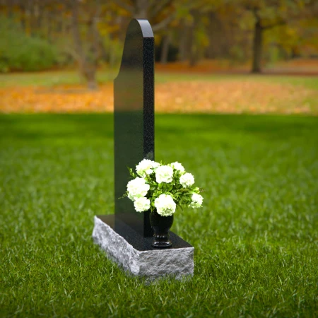 1335 - Elegant Sloped Headstone with Floral Vase - 55