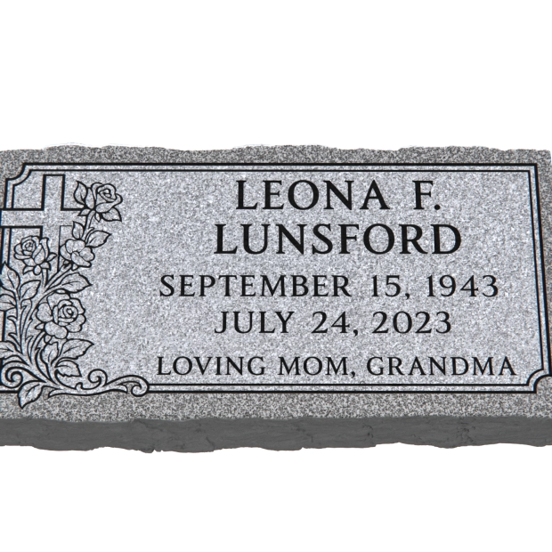 1101087 - Flat Granite Marker With Cross and Roses