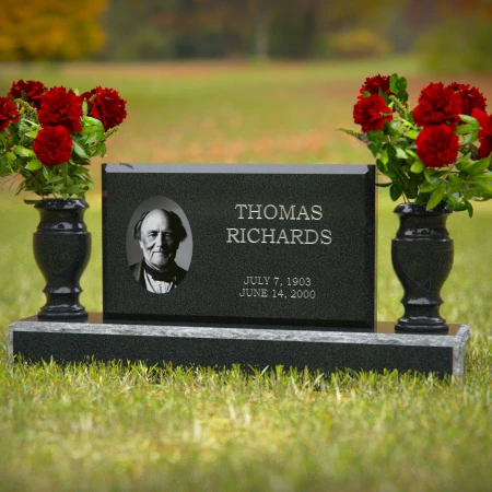 1247 - Classic Granite Headstone with Elegant Engraving - 51