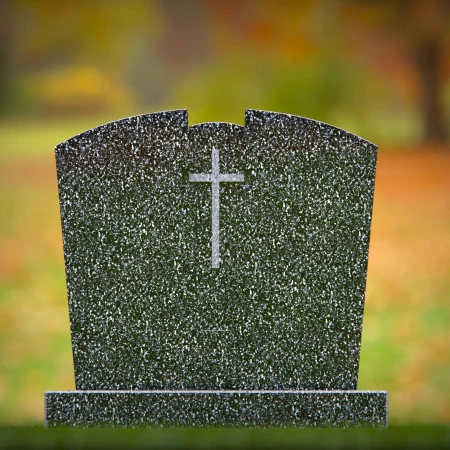 1750 - Graceful Split-Top Memorial Headstone with Engraved Cross – A Symbol of Faith