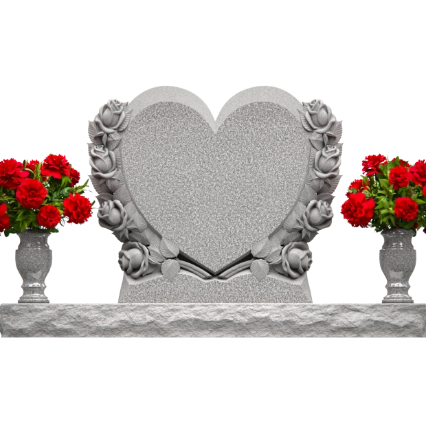 1201017 - Heart-Shaped Companion Monument With Rose Carvings