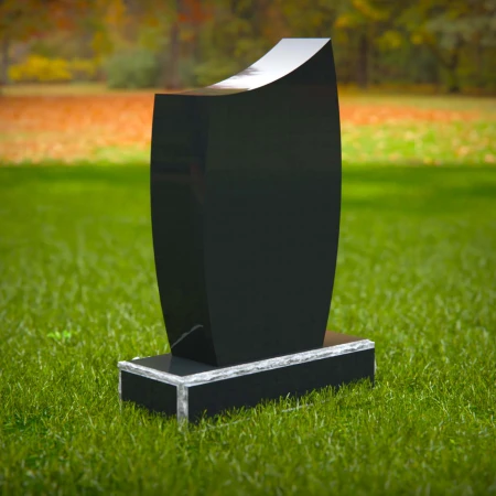 1587 - Sleek Curved Black Granite Headstone – Modern & Elegant Memorial - 1