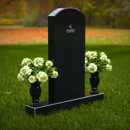 1297 - Upright Granite Headstone with Dual Flower Vases - 41