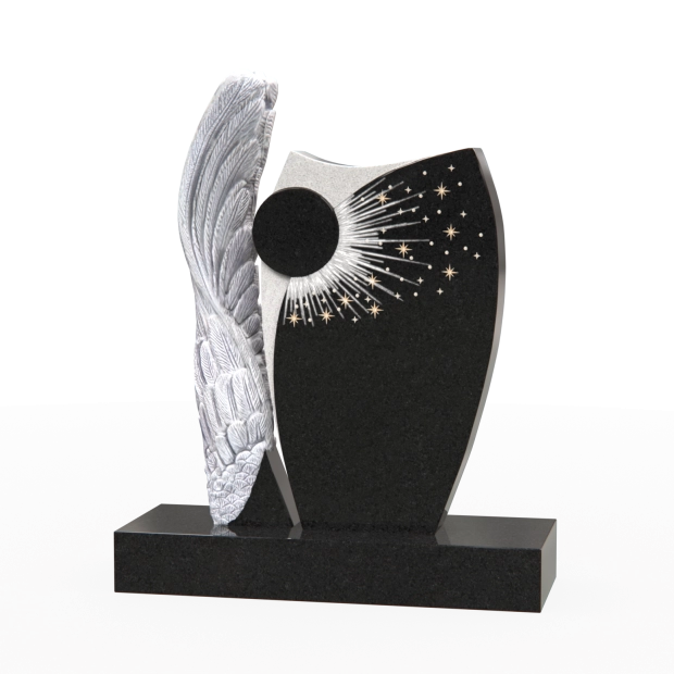 1201097 - Luxury Upright Monument With Angel Wing, Swarovski Crystals, and Starburst Design