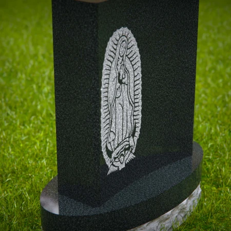 1578 - Black Granite Memorial Headstone with Virgin of Guadalupe Engraving - 7