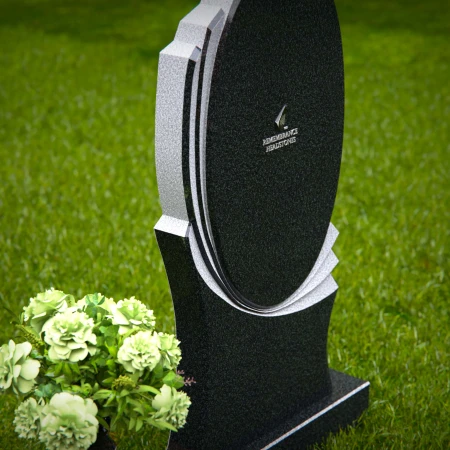 1360 - Elegant Oval Granite Headstone with Layered Accents - 54