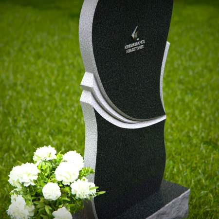 1361 - Modern Heart-Shaped Granite Headstone with Elegant Layered Design - 48