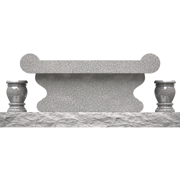  Luxury Jewish Granite Memorial Bench with Rolled Seat & Twin Vases