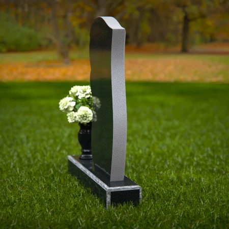 1336 - Modern Wave Design Headstone with Elegant Detailing - 47