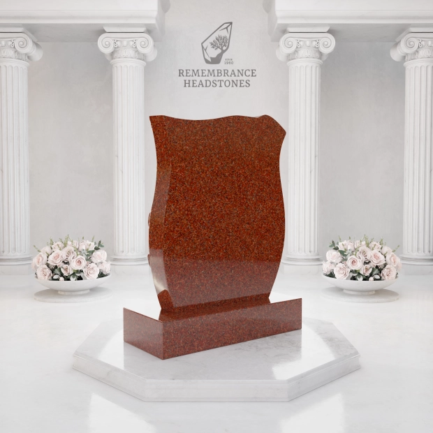 Luxury Companion Rose Carved Granite Headstone with Wedding Rings