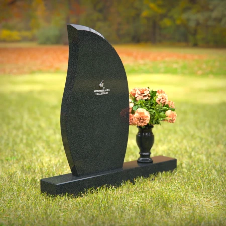 1246 - Graceful Curved Granite Headstone - Timeless Memorial Design - 38