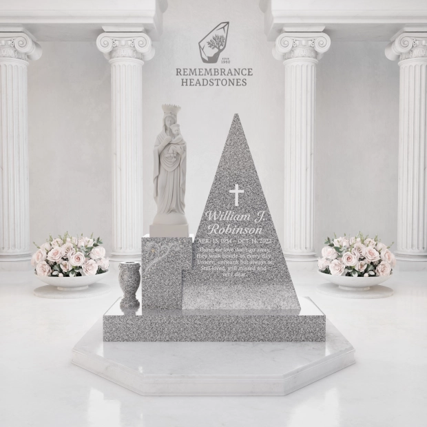 Luxury Pyramid-Shape Upright Granite Monument — Madonna