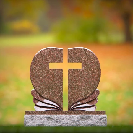 1395 - Heart-Shaped Christian Memorial Headstone with Cross Cutout - 7