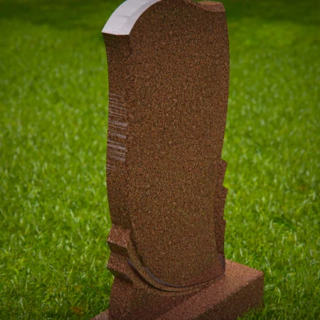 1486 - Modern Brown Granite Memorial Headstone with Elegant Curved Design - 8