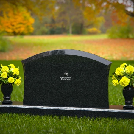 1309 - Arched Granite Headstone with Dual Flower Vases - 56