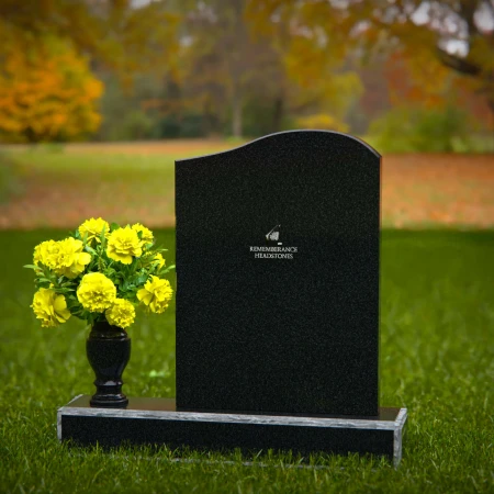 1311 - Elegant Granite Headstone with Gently Curved Top and Flower Vase - 54