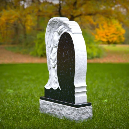 1512 - Granite Angel Memorial Headstone with Carved Sculpture - 5