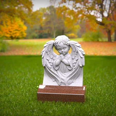 1447 - Angel Memorial Headstone for Children – Praying Cherub Design