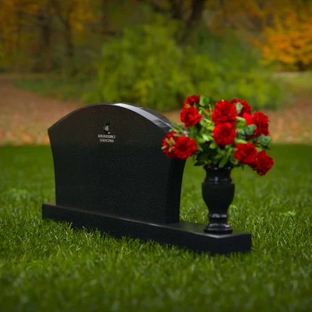 1296 - Contoured Granite Headstone with Single Flower Vase - 50