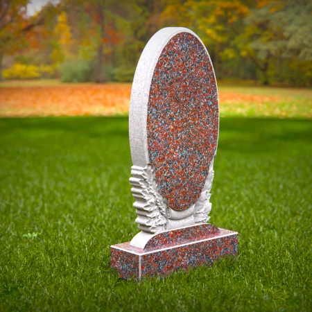 1524 - Oval Granite Headstone with Laurel Leaf Engraving - 4