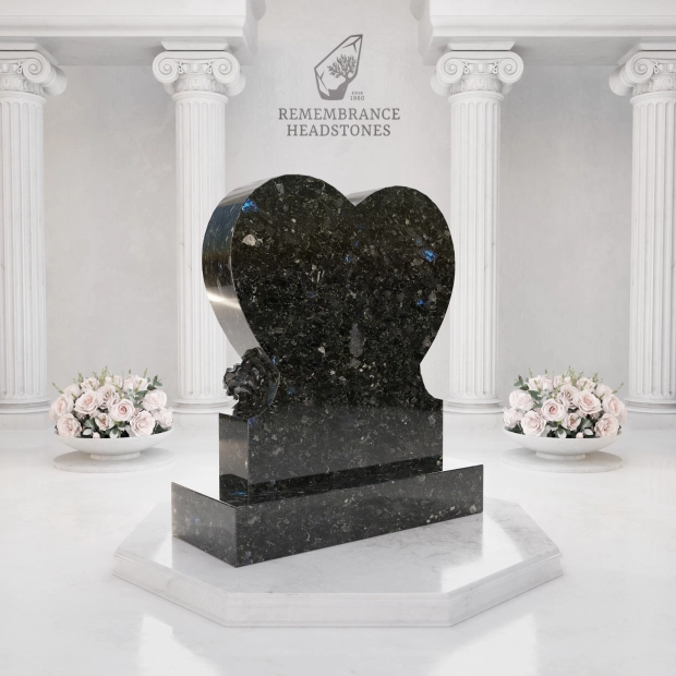Luxury Heart Shape Granite Headstone with Portrait