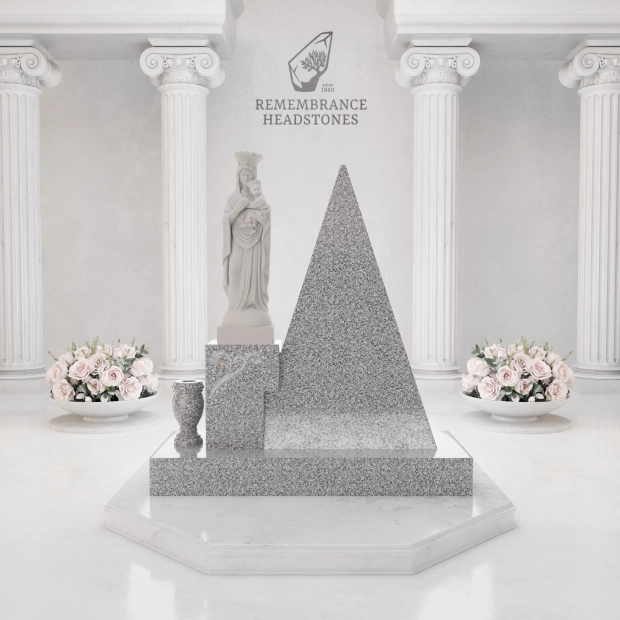 Luxury Pyramid-Shape Upright Granite Monument — Madonna