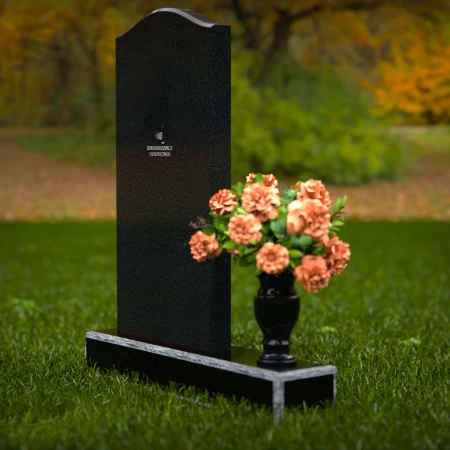 1286 - Upright Granite Headstone with Elegant Curved Top and Vase - 54