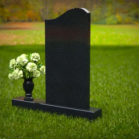 1287 - Granite Headstone with Cross Design and Flower Vase - 51