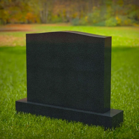 1576 - Black Granite Memorial Headstone with Religious Engravings - 5