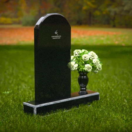 1294 - Classic Arched Granite Headstone with Single Flower Vase - 56