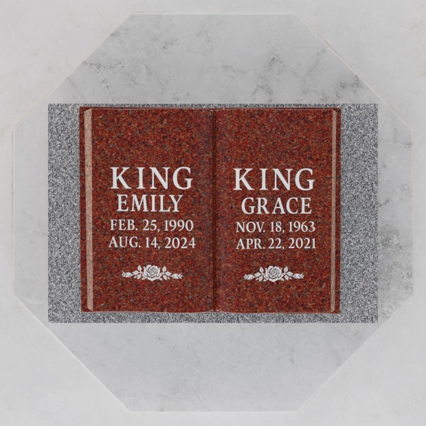 Luxury Companion Book Flat Granite Grave Marker with Sculpted Pages