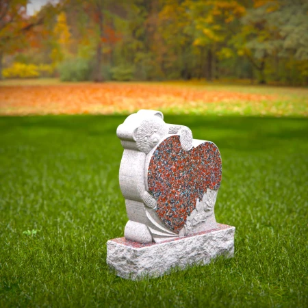 1439 - Children’s Memorial Headstone with Teddy Bear and Heart Design - 4