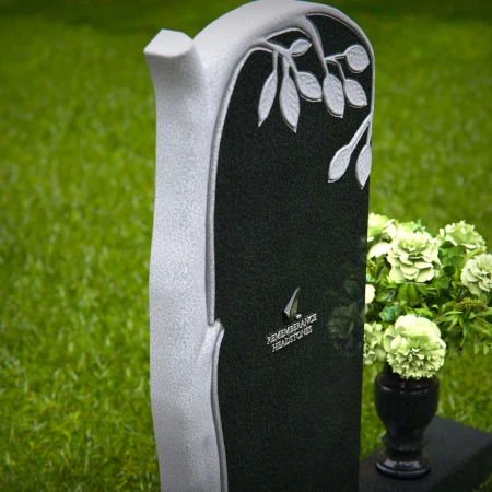 1264 - Granite Headstone with Elegant Tree Design and Floral Vase – A Symbol of Growth and Remembrance - 22