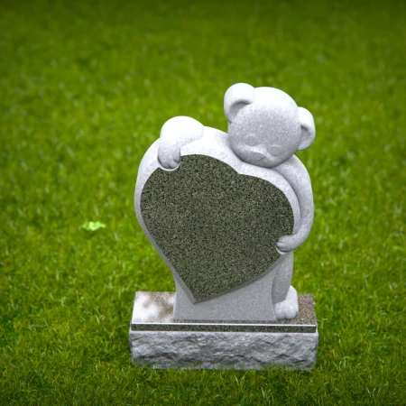 1437 - Children’s Memorial Headstone with Teddy Bear and Heart Design - 3