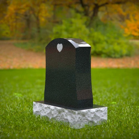 1591 - Black Granite Headstone with Heart Engraving – Elegant & Timeless Memorial - 4