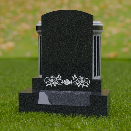 1664 - Elegant Column Memorial Headstone with Floral Engraving – A Timeless Tribute