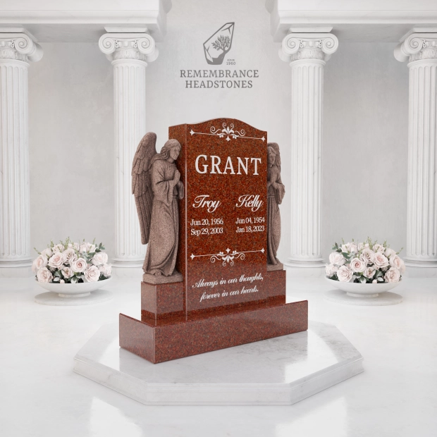 Luxury Companion Granite Headstone with Praying Angels