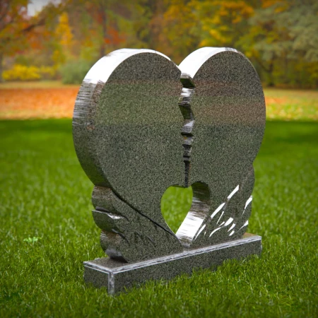 1479 - Broken Heart Companion Headstone in Polished Granite - 8