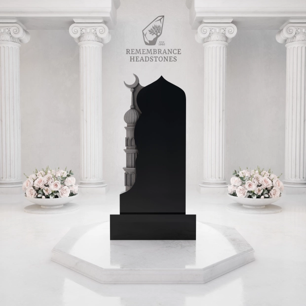 Premium Islamic Upright Granite Headstone with Crescent