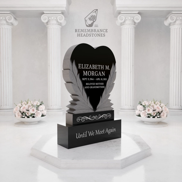 Luxury Upright Heart Headstone with Laurel Wreath