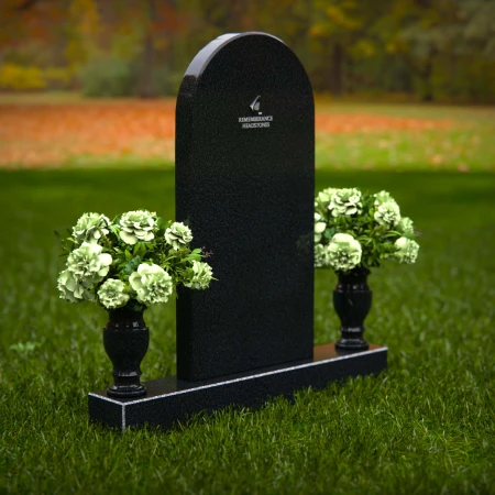 1254 - Elegant Granite Headstone with Arched Design - A Timeless Memorial - 39